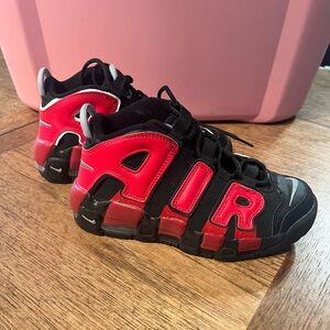 Nike Air More Uptempo Sneakers 2Y Black University Red Shoes Retro Kids